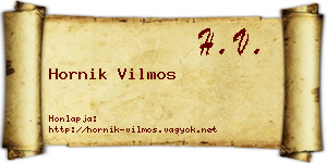 Hornik Vilmos névjegykártya